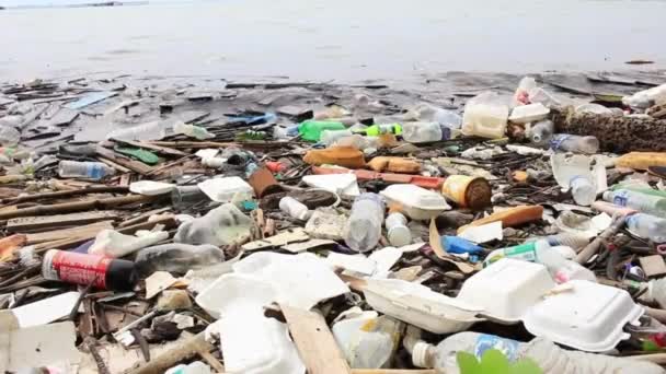 Odpad Znečištění Odpadků Oceánech Moře Znečištění Plastů Nebo Mořského Odpadu — Stock video