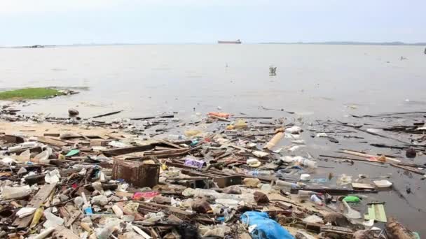 Residuos Basura Contaminación Océanos Mar Contaminación Plástica Desechos Marinos Basura — Vídeos de Stock