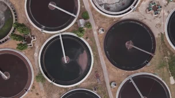 Szeroka Antena Gospodarka Odpadami Okręgu Oczyszczania Wody Filtracja Ekosystemów Oczyszczalni — Wideo stockowe