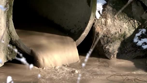Špinavá Odpadní Voda Potrubí Znečištění Životního Prostředí Zpracováváno Filtračních Bazénech — Stock video