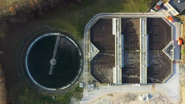 从空中俯瞰饮用水处理厂环境保护 灰水循环利用 — 图库视频影像