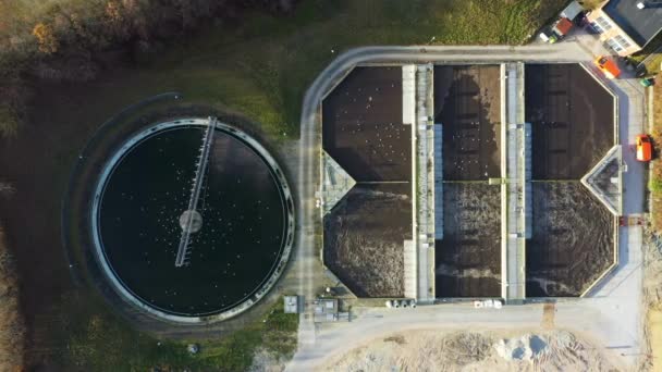 Flygfoto Över Reningsverk Vattenrening För Avloppsvattenföroreningsindustrin — Stockvideo