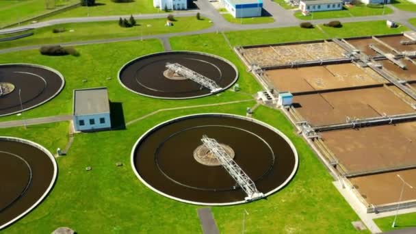 Flygfoto Över Reningsverk Vattenrening För Avloppsvattenföroreningsindustrin — Stockvideo
