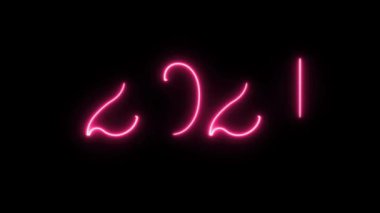 neon pembe efekt metin 2021 yıl kutlama vfx izole tasarım siyah arkaplan