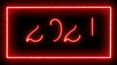 neon kırmızı efekt metin 2021 yıl kutlama vfx izole tasarım siyah arkaplan