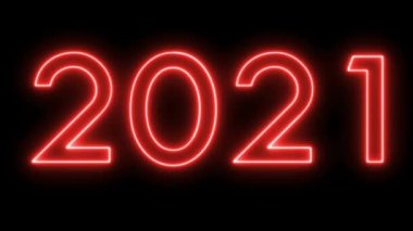 neon kırmızı efekt metin 2021 yıl kutlama vfx izole tasarım siyah arkaplan