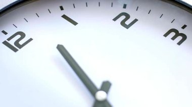 Duvarda asılı duran tek bir beyaz saat sinema zaman çizelgesini hızlandırdı. Yakın plan animasyon animasyonunu yakından izle. Arka plan el tik tak ediyor.