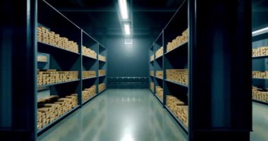 Yığılmış altın külçelerinin 3D animasyonu 4k külçe altın külçe hazine Ingot lüks finans malları ticareti,