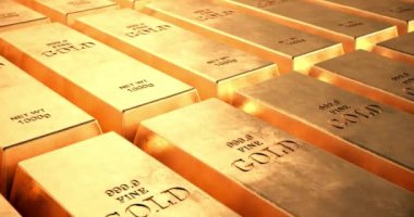 Altın teçhizat nesnesi metalik masa yakın çekim lüks yansıması video konsepti için altın