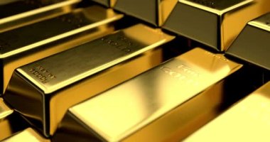 Altın teçhizat nesnesi metalik masa yakın çekim lüks yansıması video konsepti için altın