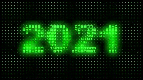 Cyberpunk Retrò Neon 2021 Testo Disegno Rendere Decorazione Sfondo Carta — Video Stock