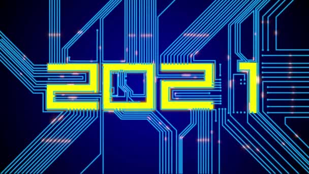 Tecnología Moderna Cyberpunk Retro Neón 2021 Texto Diseño Renderizar Fondo — Vídeo de stock