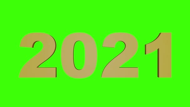 緑の背景Vfxデザイン効果装飾壁紙黄金の白で3D 2021テキスト — ストック動画