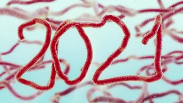 2021 Kovid Vírus Féreg Parazita Vörös Korona Influenza Háttér Szöveges — Stock videók