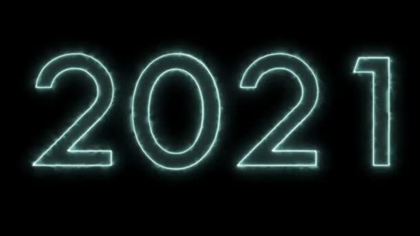 ネオンレッド効果テキスト2021年お祝い黒の背景とVfx隔離されたデザイン — ストック動画