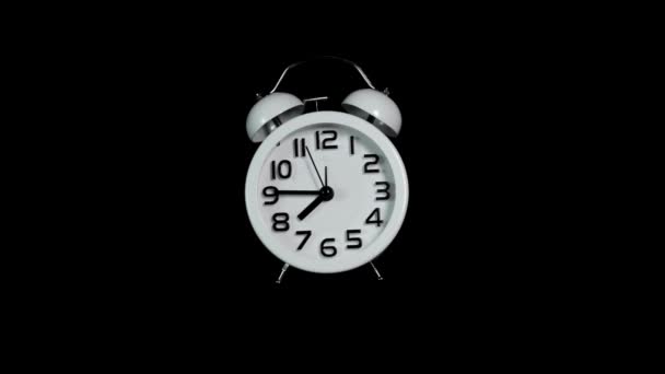 时间流逝的概念模拟时钟时间流逝显示快速移动 铃声警报黑色背景 — 图库视频影像