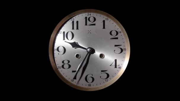 Close Wall Clock Arrow Showing Hour Minute Hand Moving Clockwise — Stock Video
