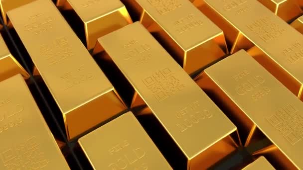 Pila Animación Barra Oro Pila Metal Oro Concepto Fondo Negocio — Vídeos de Stock