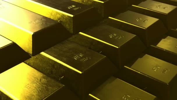 Pila Digital Barras Oro Concepto Financiero Render Lingotes Golds Bar — Vídeos de Stock