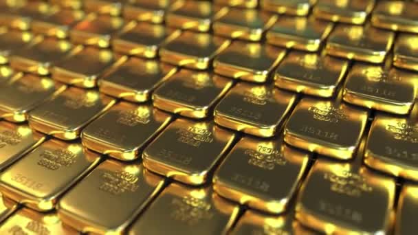 Pila Digital Barras Oro Concepto Financiero Render Lingotes Golds Bar — Vídeo de stock