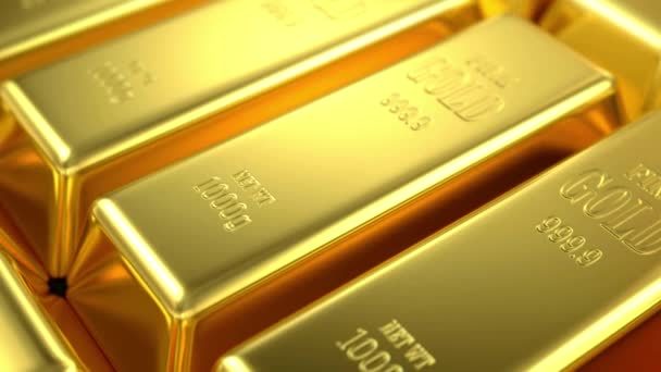 Digital Pile Από Ράβδους Χρυσού Οικονομική Έννοια Καθιστούν Ράβδοι Golds — Αρχείο Βίντεο