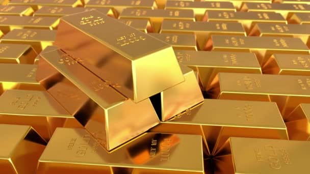 Bankadaki Altın Çubuklar Finansal Zenginlik Sunum Konsepti Için Canlandırılmış Görüntüler — Stok video