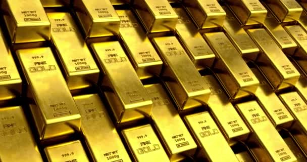 Ouro Tijolos Barras Ouro Riqueza Financeira Economia Rica Negócio Dinheiro — Vídeo de Stock