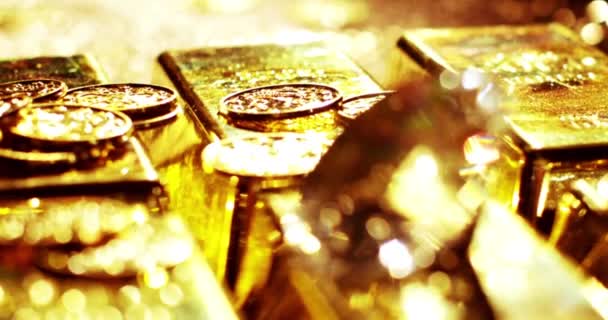 Золотой Бар Движение Финансирования Финансового Бизнеса Экономики Деньги Золото Роскошный — стоковое видео
