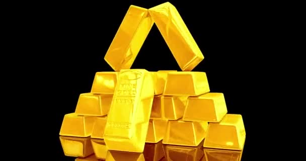 Goud Bakstenen Gouden Staven Rijkdom Financiële Rijke Economie Business Geld — Stockvideo