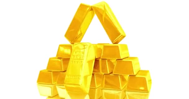 Стек Золотих Смуг Золоті Злитки Інвестиції Дорогоцінний Метал Магазин Цінної — стокове відео