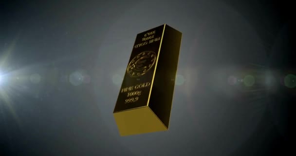 Een Verzameling Van Gouden Staaf Viel Gouden Blokken Zwarte Achtergrond — Stockvideo