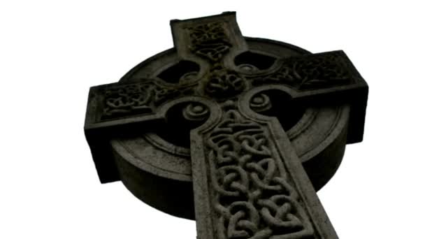 Christlich Katholische Grabstein Angel Cemetery Statue Keltisches Kreuz Auf Einem — Stockvideo