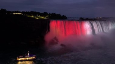 Niagara Şelalesi Muhteşem planlar Akşamları ve Akşamları Büyük Şelale manzarası HD 4k