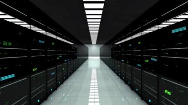 sunucuları olan oda animasyon 3d Ağ Sunucusu Veri İşlemcisi Sunucu Birim Odası sunucusunu birçok sabit disk konsepti hack bilgi merkezi ile kapatın