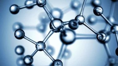 Soyut molekülün 3 boyutlu animasyonu. Bilim ya da tıp kavramı. cam ve kristal atomları ağı döngü hareketi oluşturur