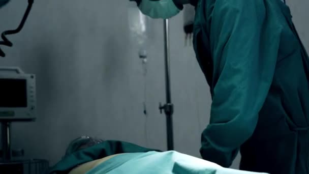 Operacja Pacjencie Sali Operacyjnej Lekarz Sali Operacyjnej Koncepcji Opieki Zdrowotnej — Wideo stockowe
