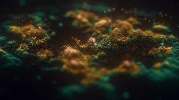 颗粒金粉背景技术与科学论证 三维渲染抽象能量结构未来主义网络 — 图库视频影像