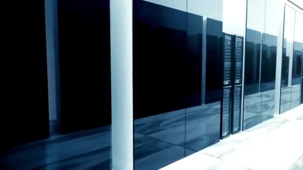 Room Servers Close Animation Network Server Data Cpu Server Unit — Stock Video