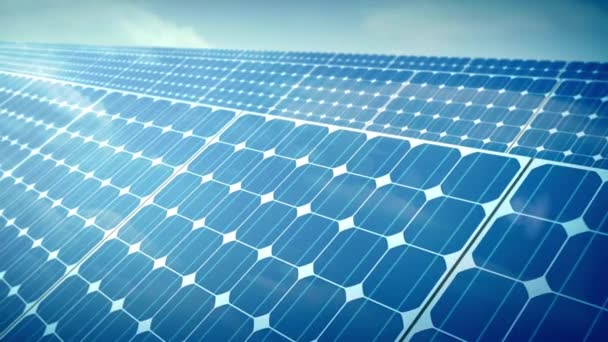 Solar Panels Energy Free Landscape Close Clean Power Drone — Stock Video