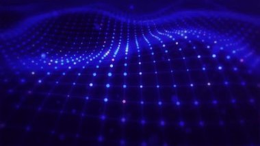 Parçacık dalgası. Büyük Veri Teknolojisi görselleştirmesi 3 boyutlu soyut dijital parçacıklar oluşturur