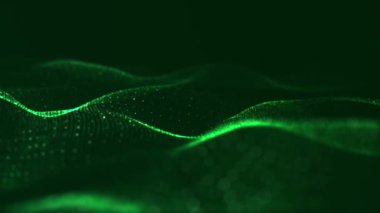 dijital dalga efekti güzel soyut parçacık teknolojisi arkaplan 3d Vibrant yeşil renkli gradyan tasarım ögesi soyut