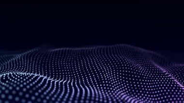 Teknoloji parçacığı alanının 4k animasyon dijital dalga akış evreni 3D dinamik arkaplan etkisi elementi