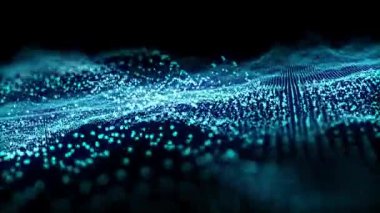 Noktaları ve çizgileri birleştiren soyut mavi müzik dalgası Pürüzsüz Dalga bilgi aktarımı. 3d oluşturma