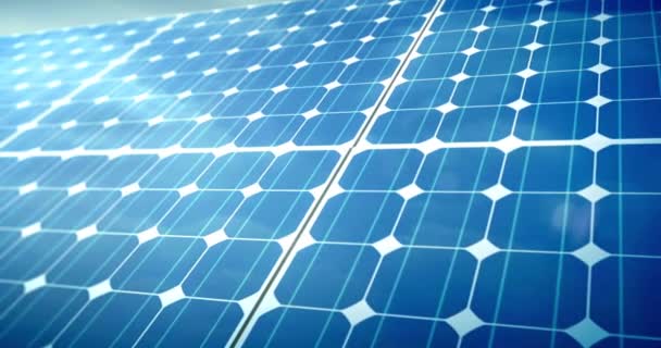 太陽光パネル再生可能エネルギー太陽光発電グリーンクリーン太陽光パネルを3Dクローズアップ — ストック動画