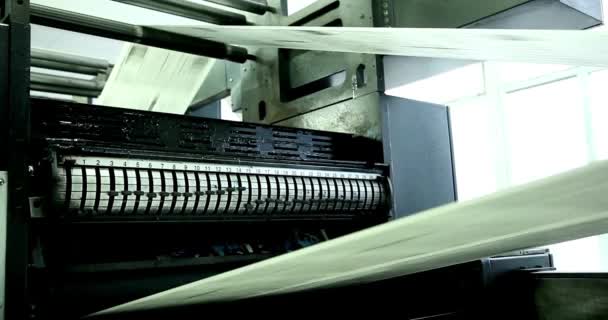 Process Offset Roll Printing Production Newspaper Paper Passing Press Print — Stock Video