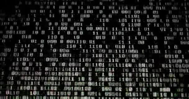 Binärer Code Monitor Nahaufnahmekonzept Hacking Security Technologie — Stockvideo