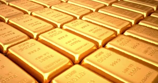 Montón Barras Oro Lingotes Oro Barras Inversión Metales Preciosos Como — Vídeos de Stock