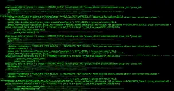 Concept Piratage Code Source Texte Vert Dans Moniteur Sécurité Technologie — Video