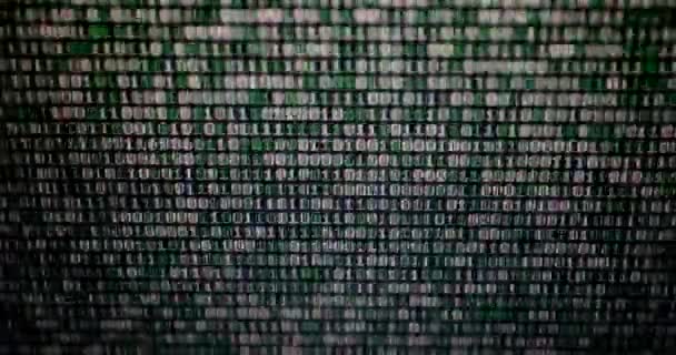 Hacking Concetto Testo Verde Codice Sorgente Nel Monitor Nero Tecnologia — Video Stock