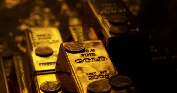 Ouro Tijolos Barras Ouro Riqueza Financeira Economia Rica Negócio Dinheiro — Vídeo de Stock